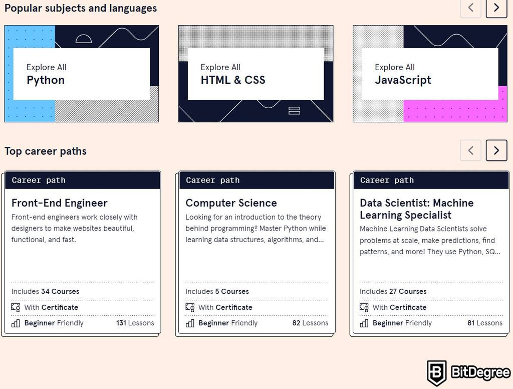 Codecademy VS Udacity: courses on Codecademy.