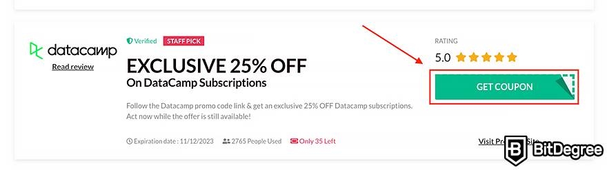 DataCamp Black Friday: coupon.