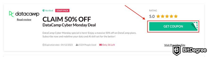 DataCamp Cyber Monday: coupon.