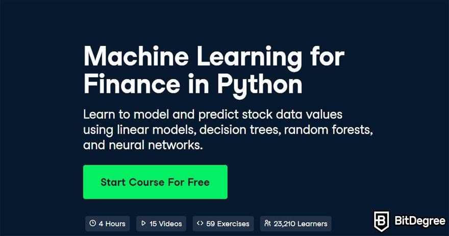 DataCamp: Machine Learning for Finance in Python.