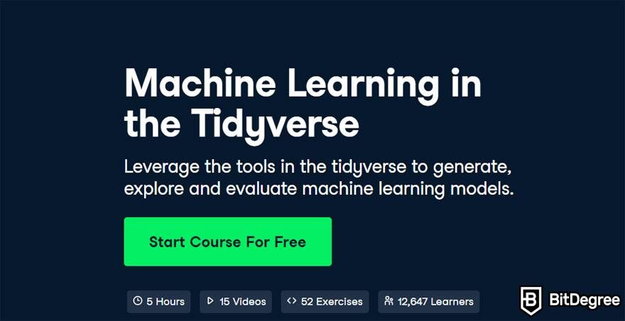 DataCamp machine learning: Machine Learning in the Tidyverse.