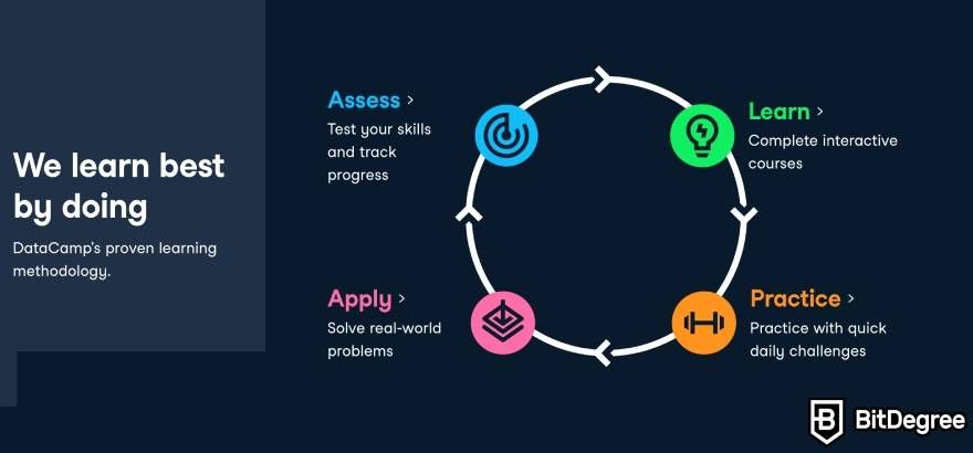 DataCamp review: we learn best by doing.