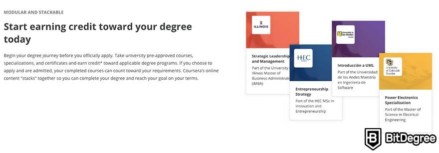 DataCamp vs Coursera: earning credits on Coursera.