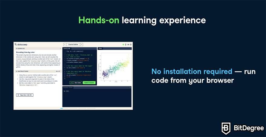 DataCamp vs Coursera: DataCamp hands-on learning.