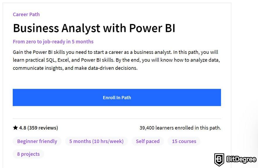 Dataquest reviews: Business Analyst with Power BI course.