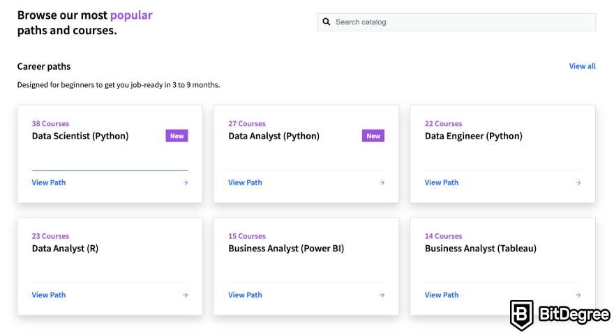 Dataquest reviews: career paths.