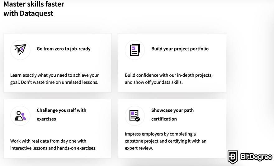 Dataquest vs DataCamp: Dataquest certifications.