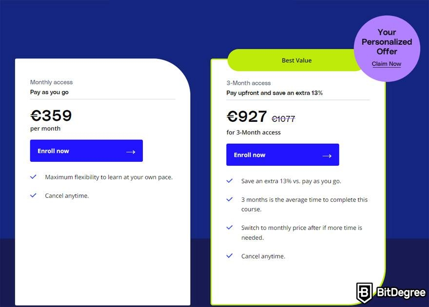 edX VS Udacity: Udacity pricing.