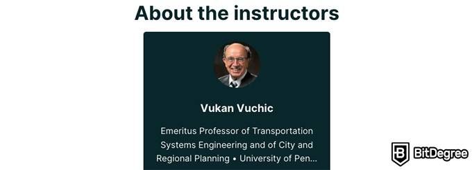 Engineering online degree: instructor Vukan Vuchic.