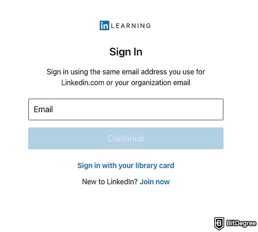 LinkedIn Learning review: sign in.