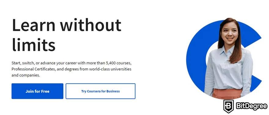 Lynda VS Coursera: Coursera homepage.