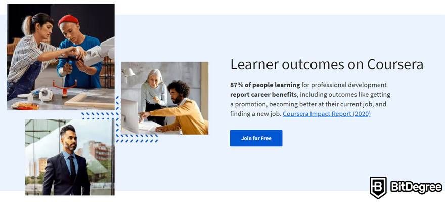 Lynda VS Coursera: Coursera learner outcomes.