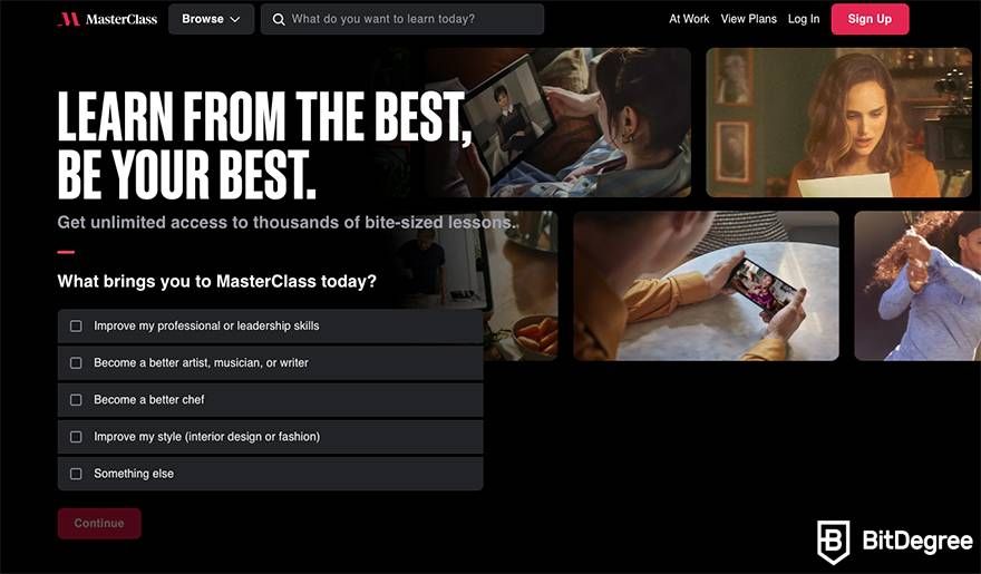 MasterClass review: homepage.