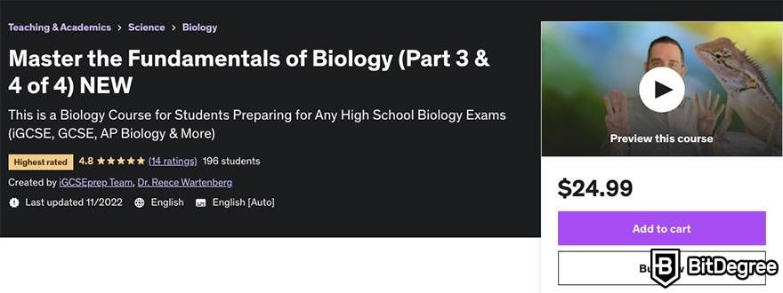 Onlilne biology courses: the Master the Fundamentals of Biology (Part 3 & 4 of 4) NEW course on Udemy.