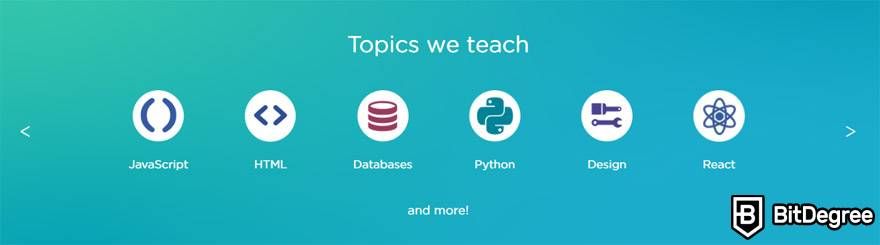 Pluralsight VS Treehouse: learning topics on Treehouse.