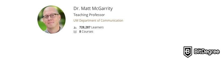 Public speaking classes online: instructor Dr. Matt McGarrity.