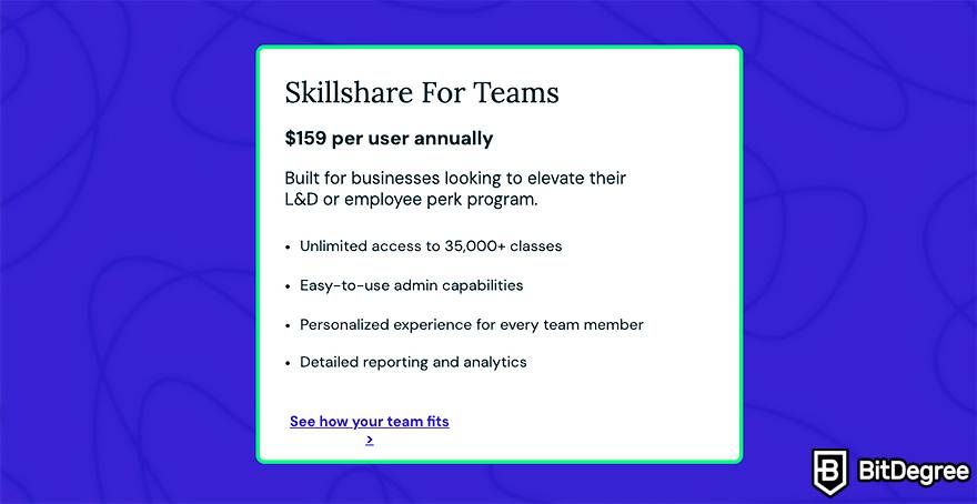 Skillshare review: Skillshare for Teams plan.