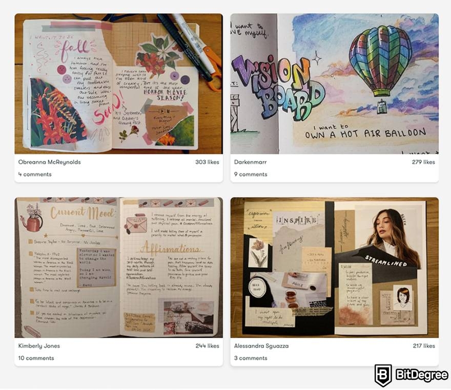 Skillshare review: students' works.