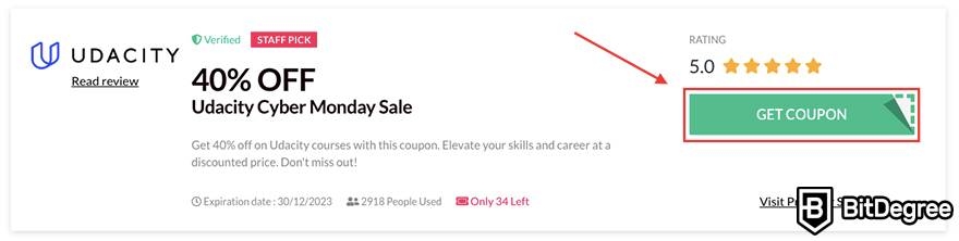 Udacity Cyber Monday: coupon.