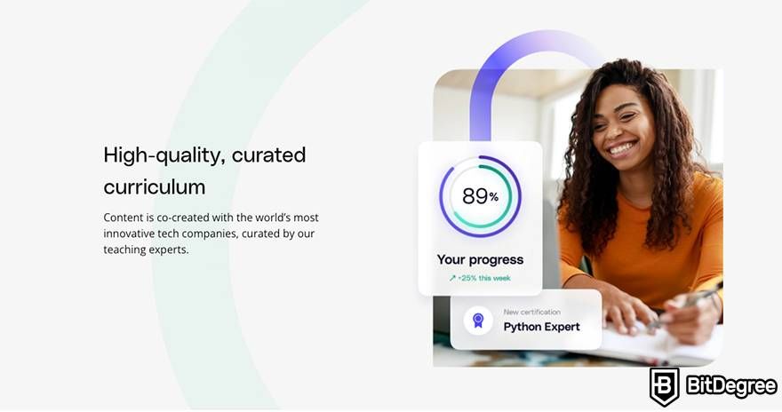 Udacity review: high-quality, curated curriculum.