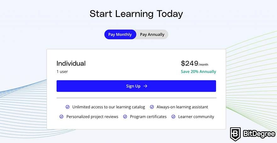 Udacity review: individual plan pricing.