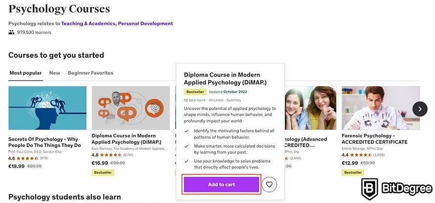 Udemy Cyber Monday: course page.