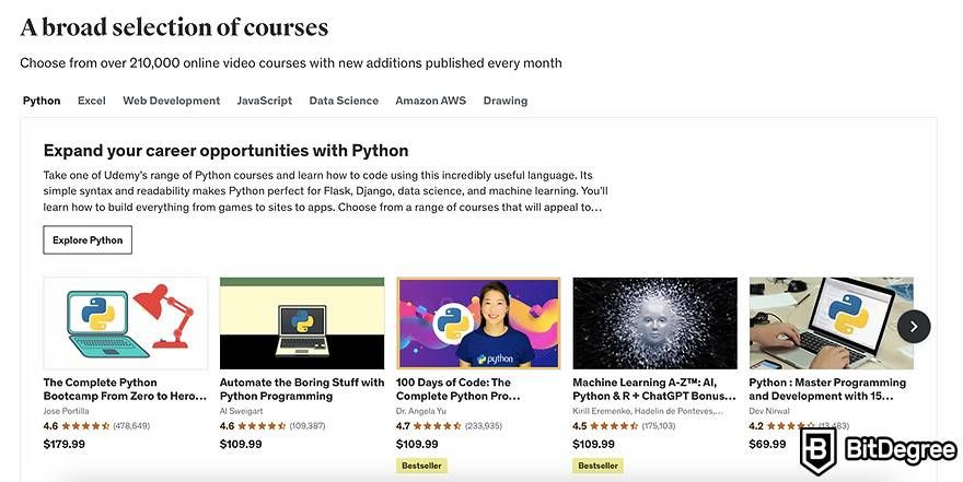 Udemy review: a broad selection of courses.