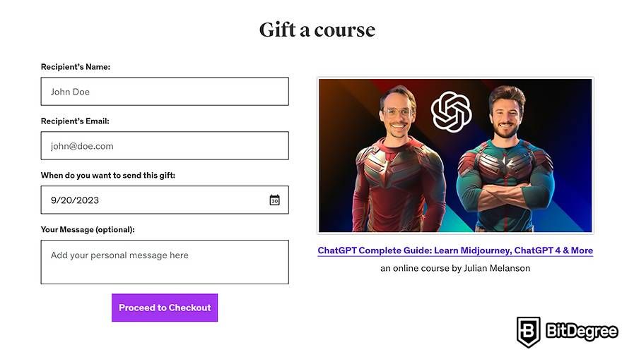 Udemy review: gift a course.