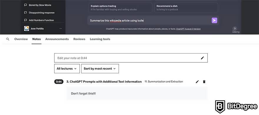 Udemy review: notes.