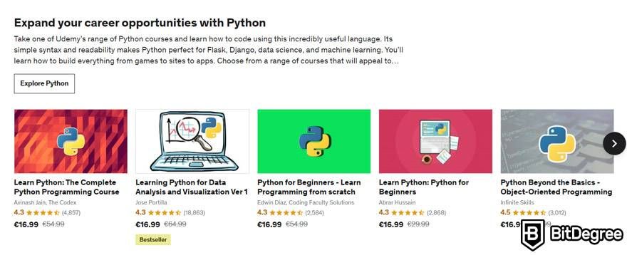 Udemy VS Codecademy: Python courses on Udemy.