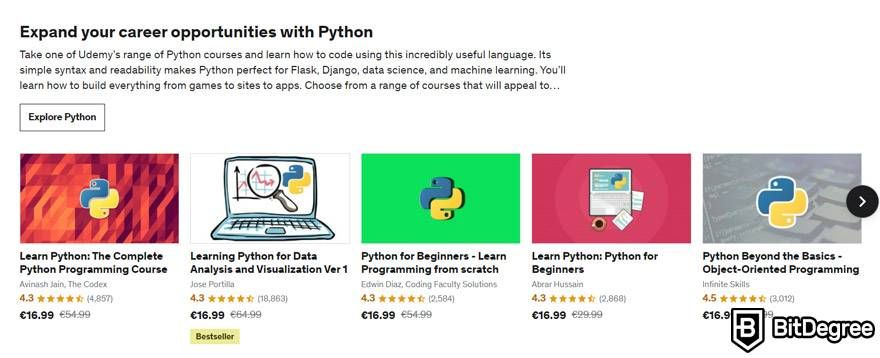 Cdecademy vs Udemy: Khóa học Python.